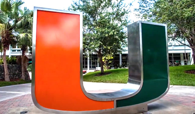 Sculpture of University of Miami logo